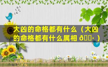 大凶的命格都有什么（大凶的命格都有什么属相 🕷 ）